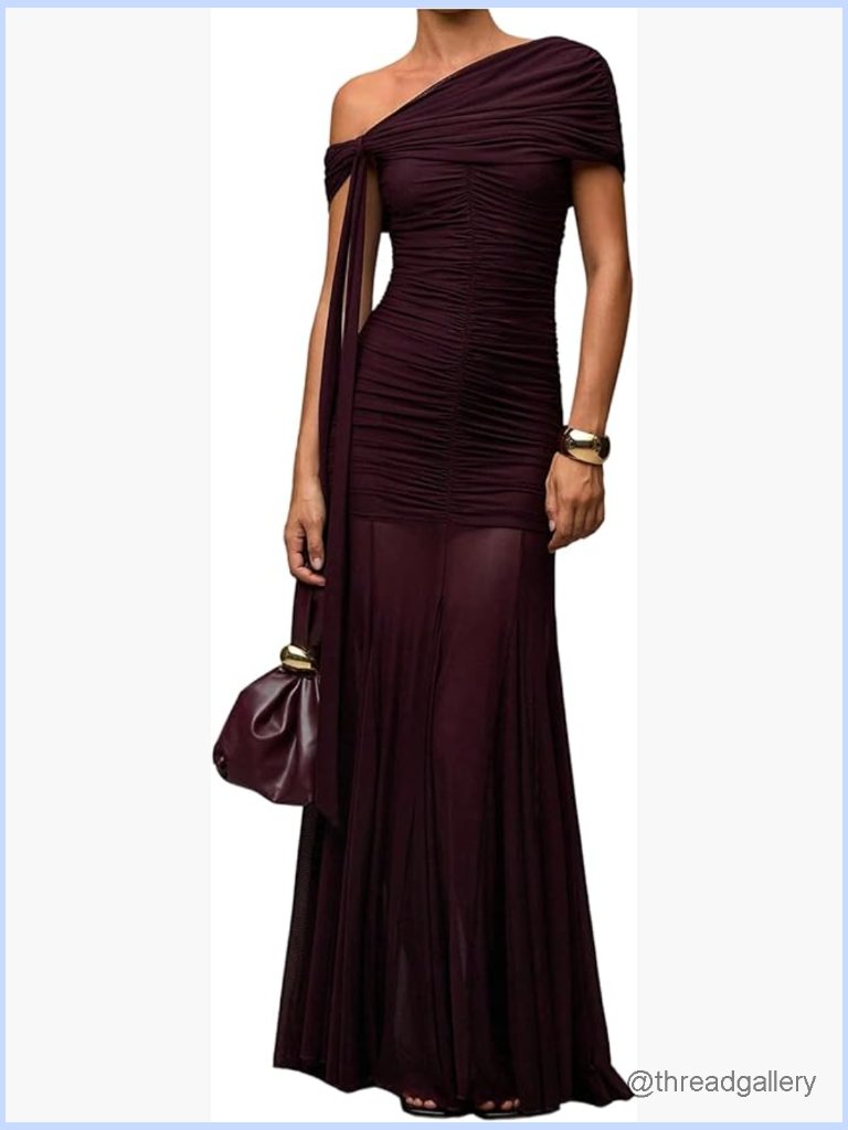Off Shoulder Ruched Corset Maxi Dress Formal Party Gown